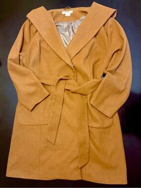 Brown Hooded Wrap Coat